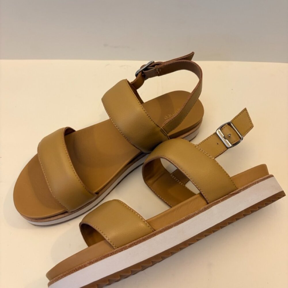 NWT Quince Women Italian Leather Platform Sandal Cashew Tan Shoes 7 - Picture 5 of 11